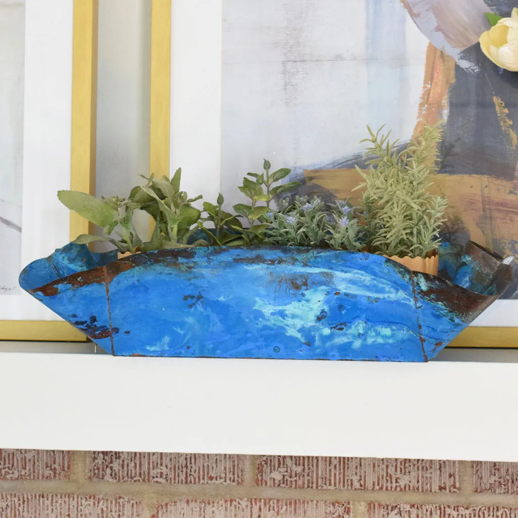 12" Rectangle Planter Blue
