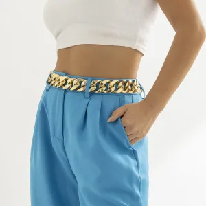 18K Gold-Plated Curb Chain Waist Belt