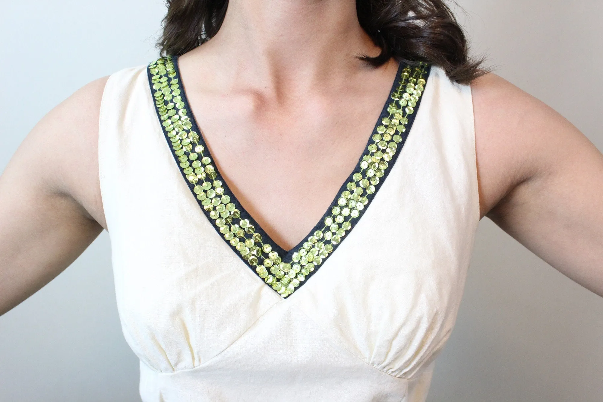 1990s does 1950s WOMEN with BASKETS cotton dress xs | new spring