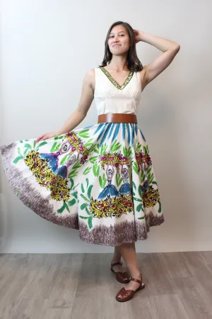 1990s does 1950s WOMEN with BASKETS cotton dress xs | new spring