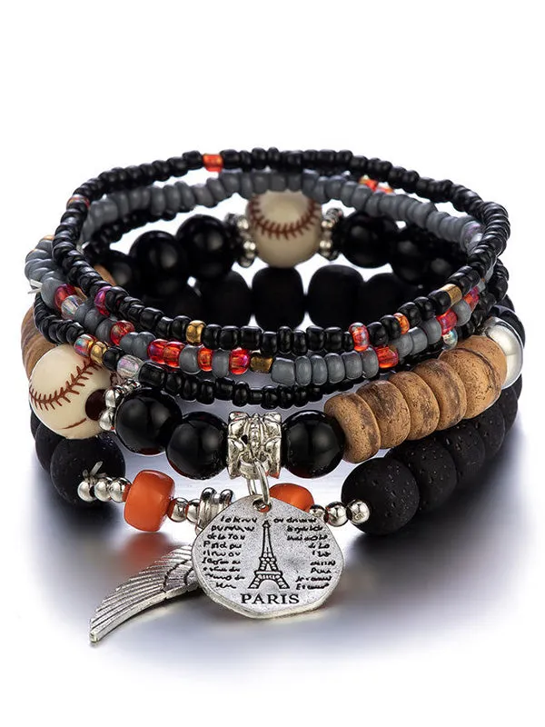 Angel Eiffel Tower Beaded Bracelet Set
