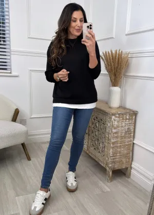Aoife Black Layered Sweatshirt