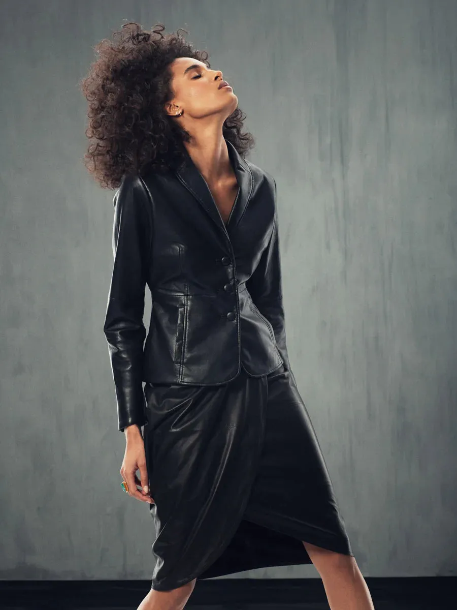 ASbyDF Denise Recycled Leather Blazer Black