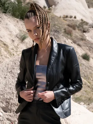 ASbyDF Denise Recycled Leather Blazer Black