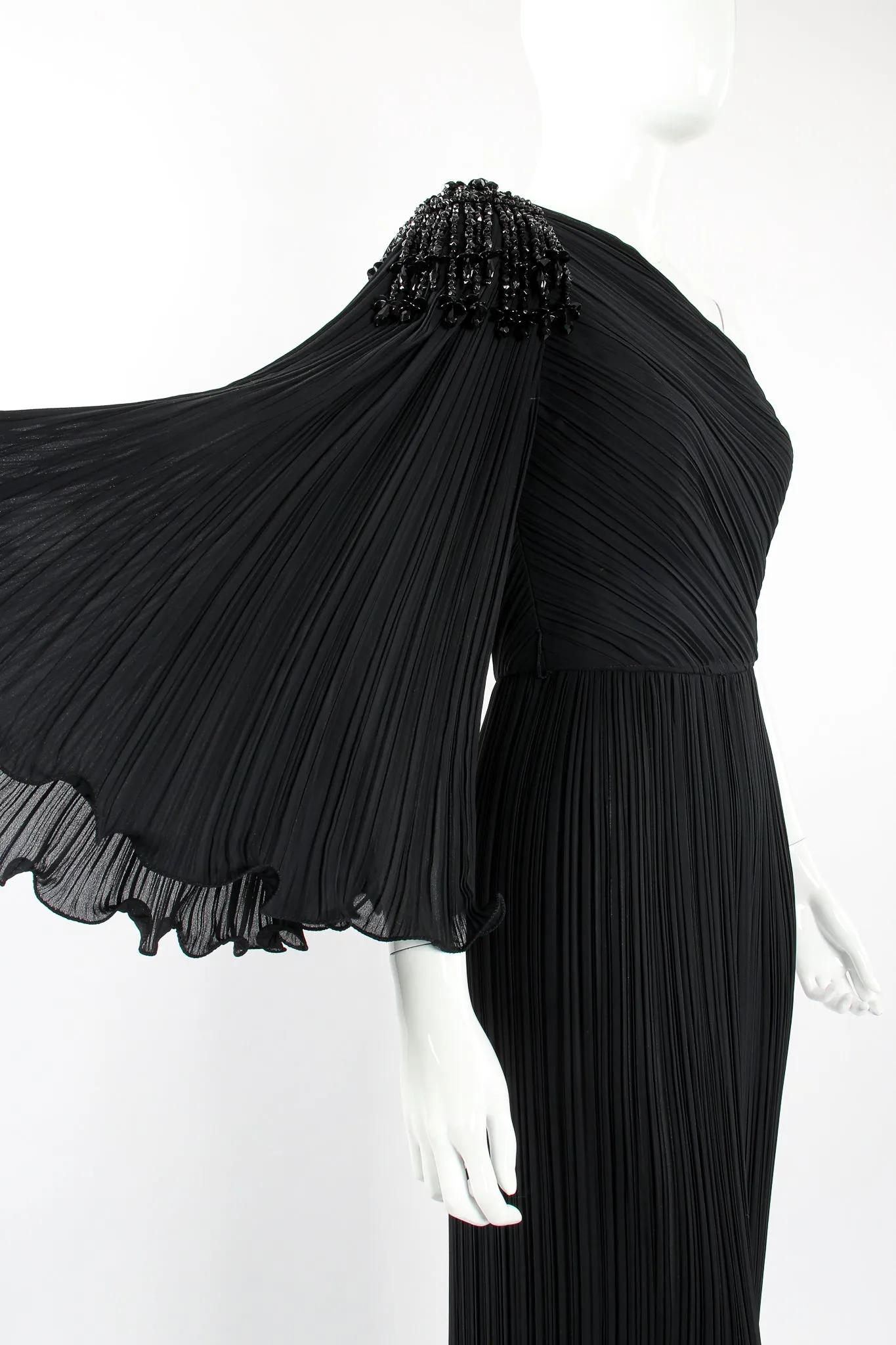 Asymmetrical Pleated Sleeve Gown