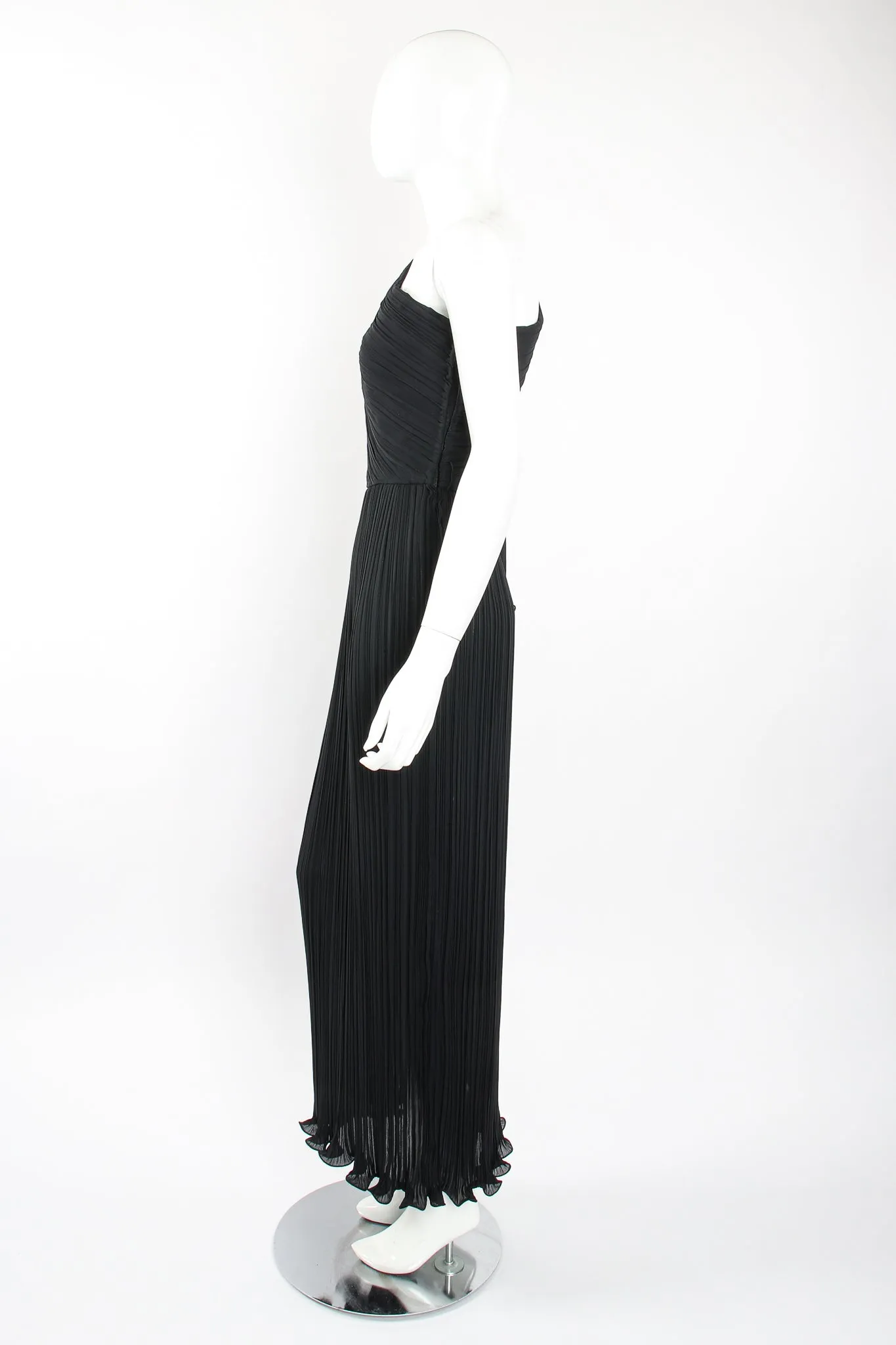 Asymmetrical Pleated Sleeve Gown
