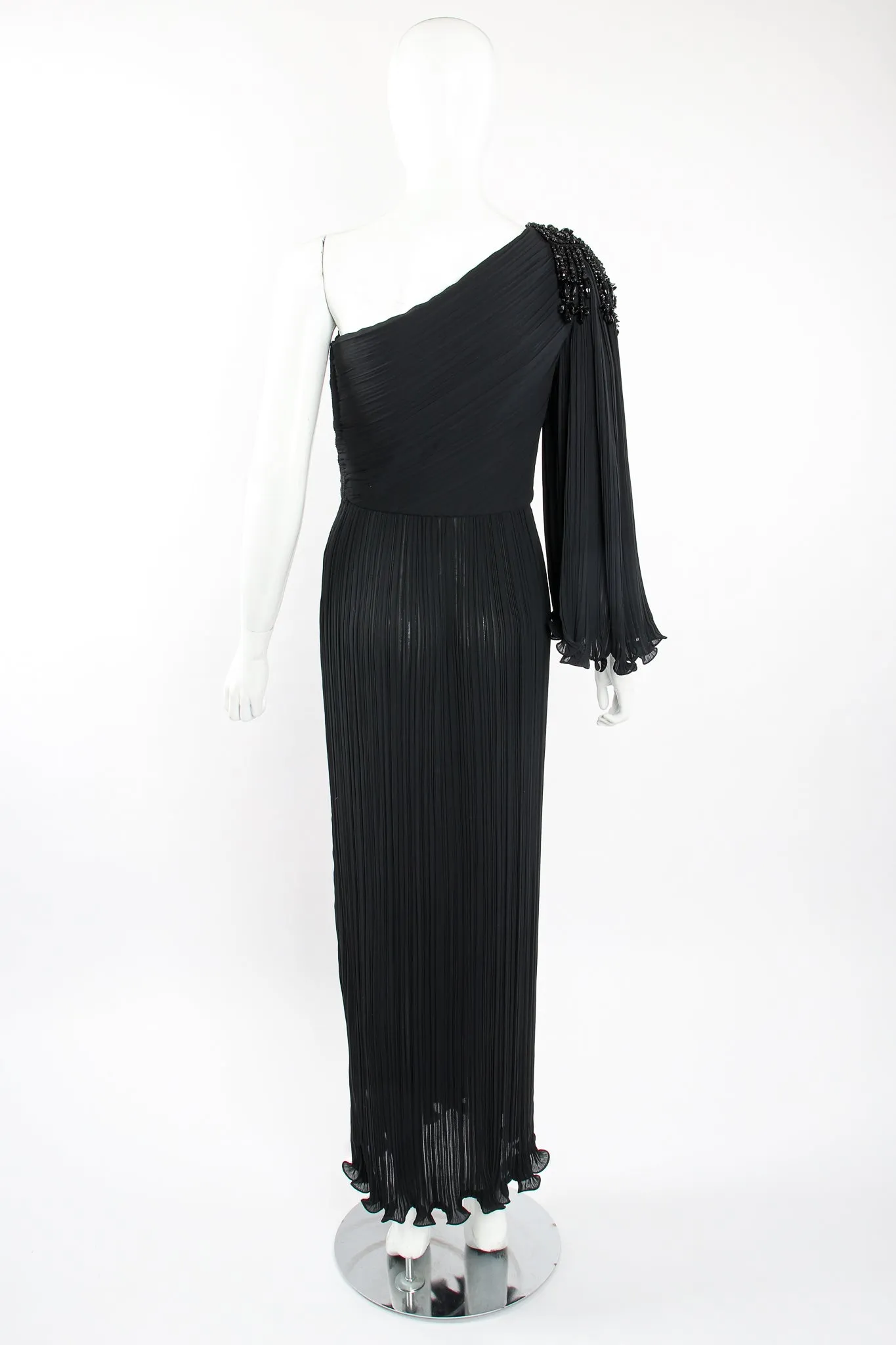 Asymmetrical Pleated Sleeve Gown