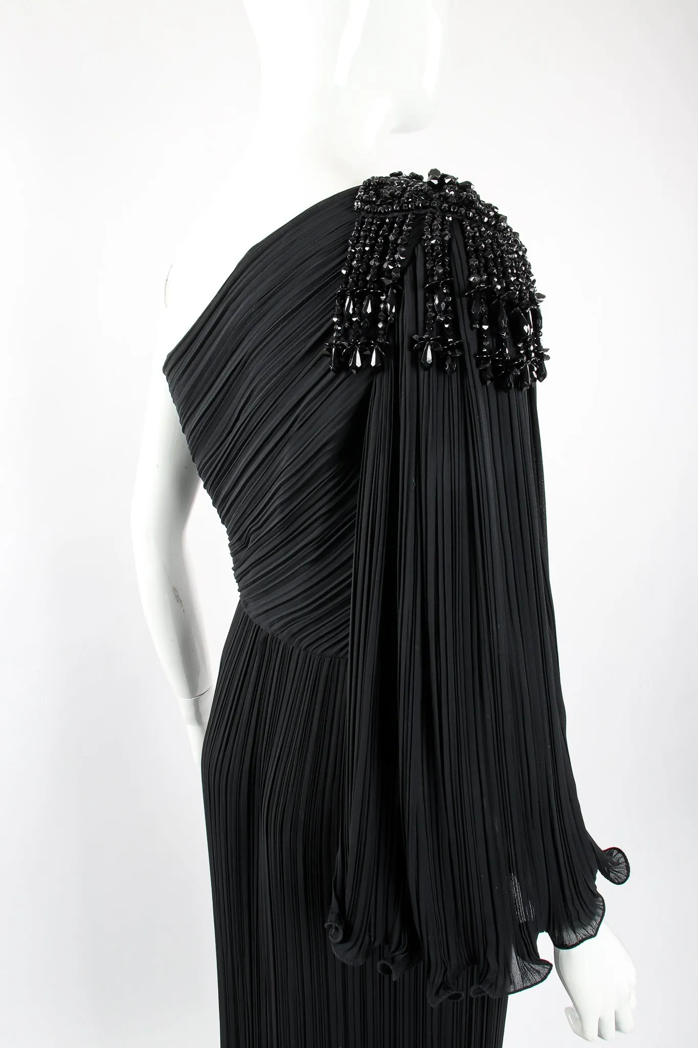 Asymmetrical Pleated Sleeve Gown