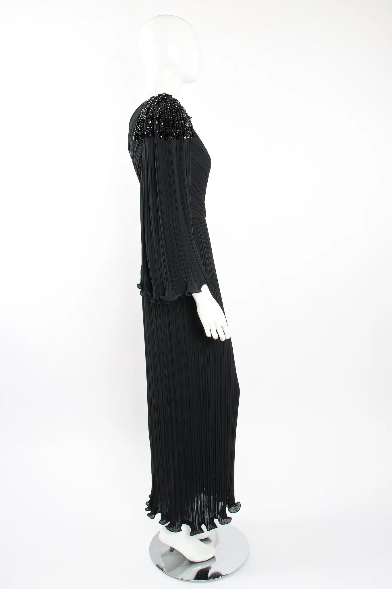 Asymmetrical Pleated Sleeve Gown