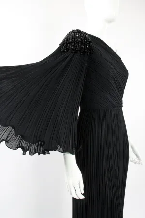 Asymmetrical Pleated Sleeve Gown