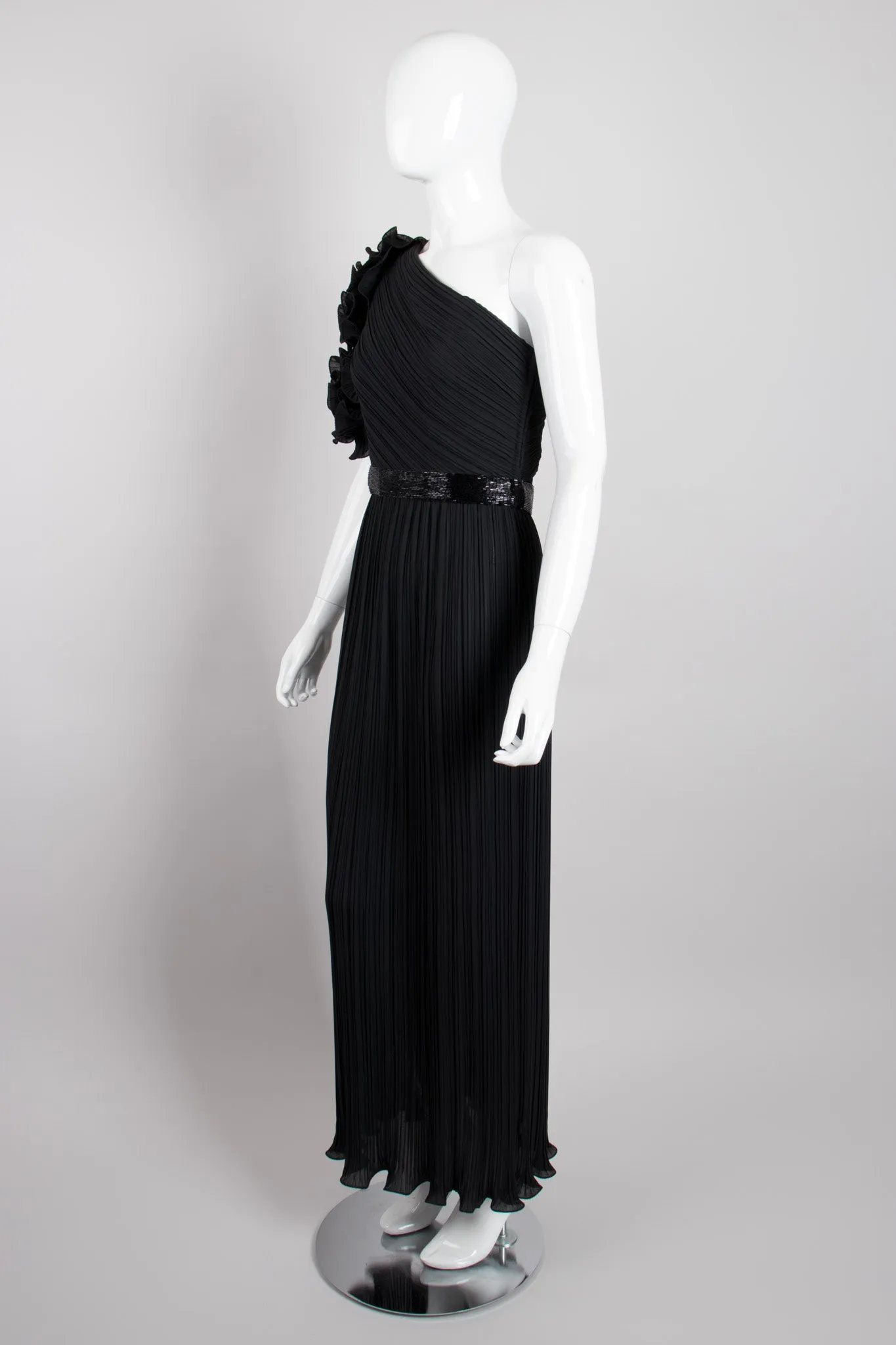 Asymmetrical Ruffle Sleeve Gown