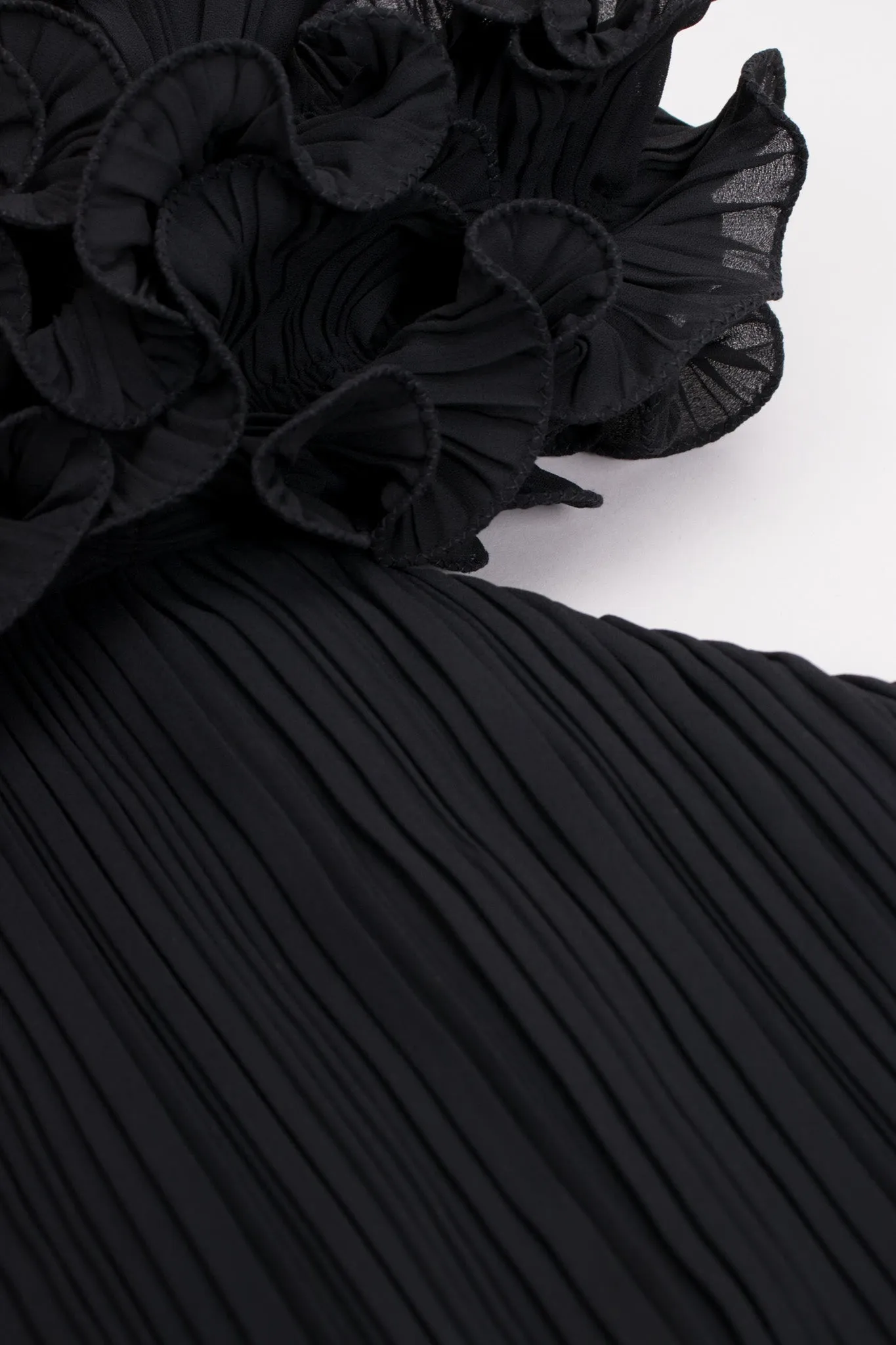 Asymmetrical Ruffle Sleeve Gown
