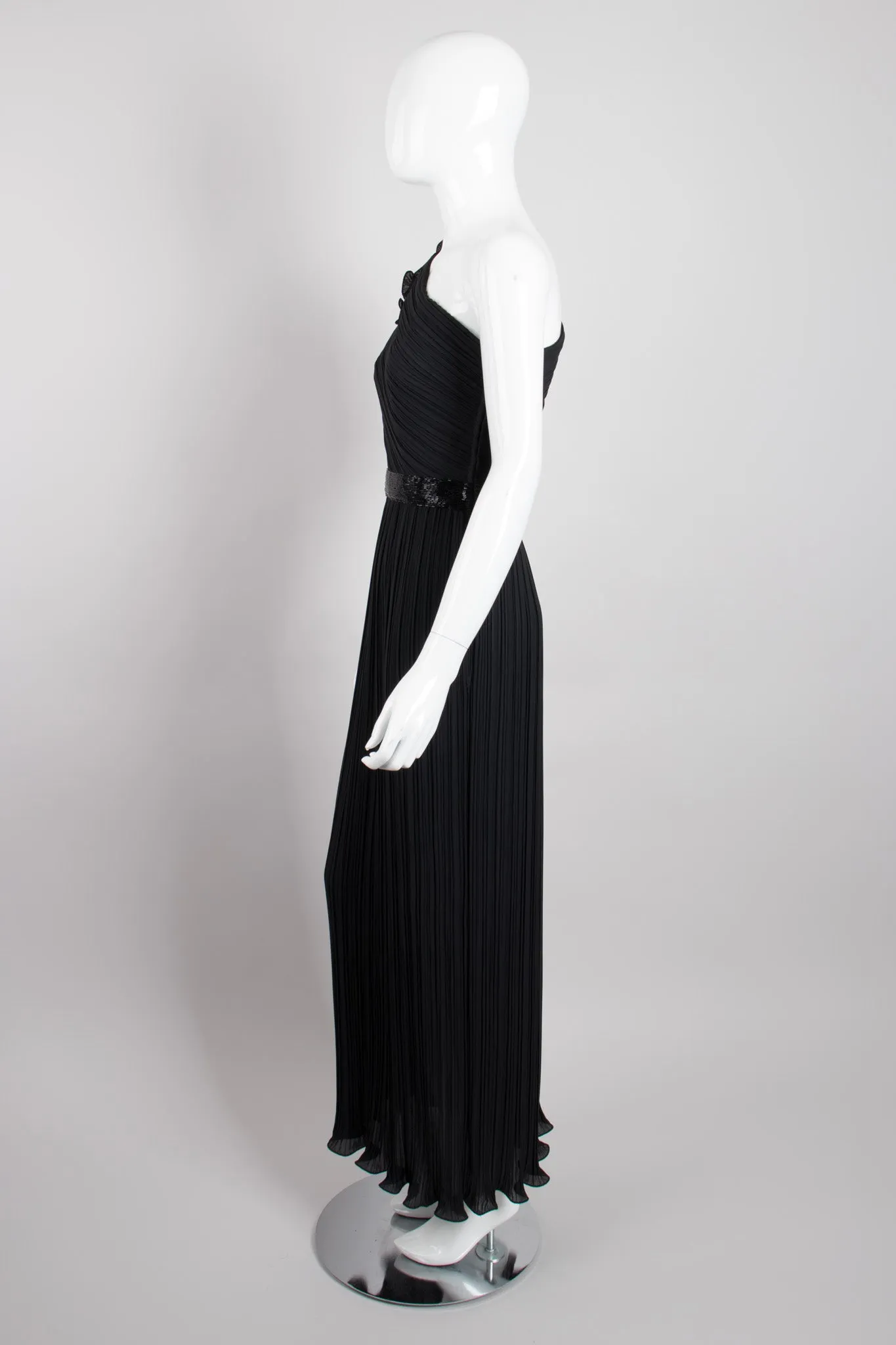 Asymmetrical Ruffle Sleeve Gown