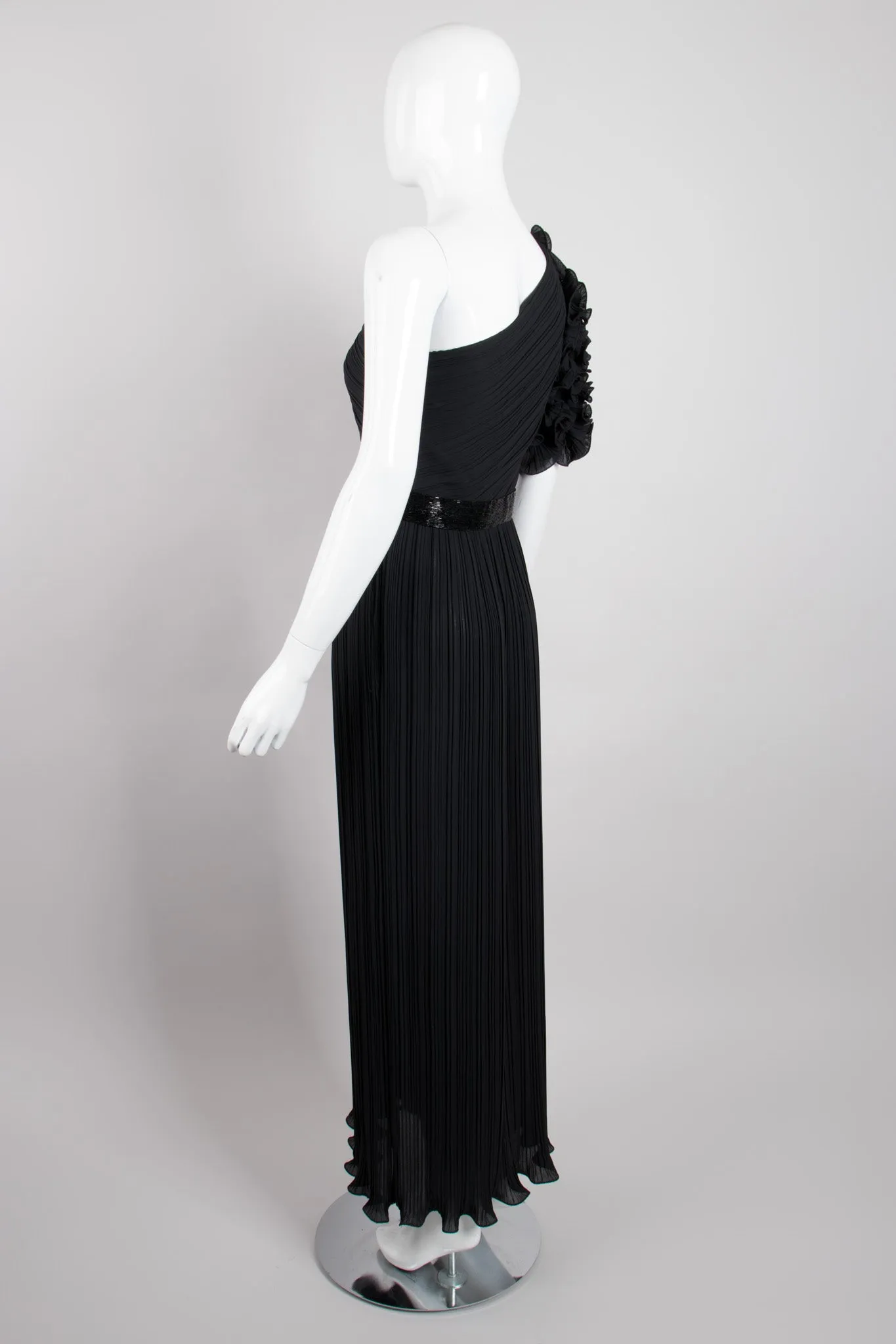 Asymmetrical Ruffle Sleeve Gown