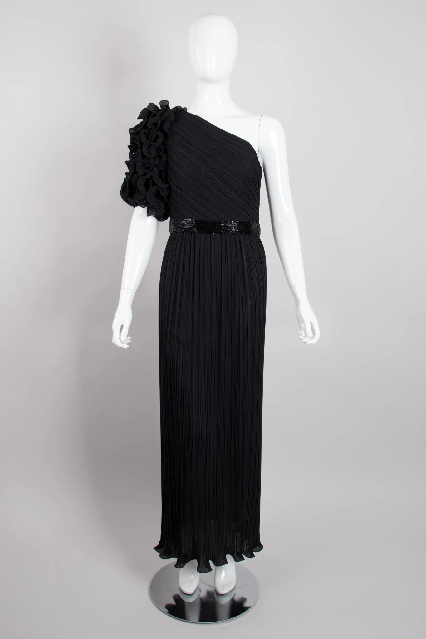 Asymmetrical Ruffle Sleeve Gown