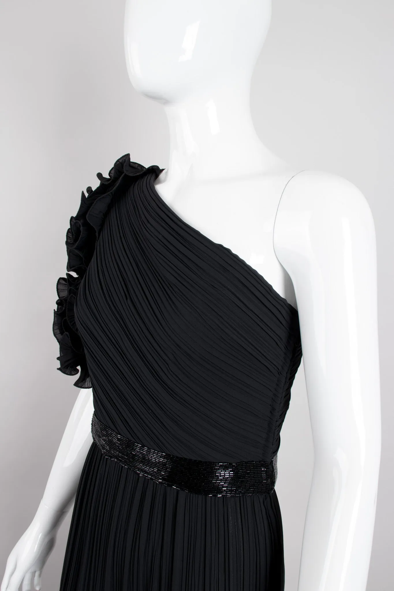 Asymmetrical Ruffle Sleeve Gown