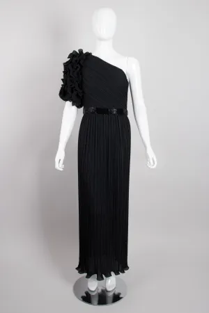 Asymmetrical Ruffle Sleeve Gown