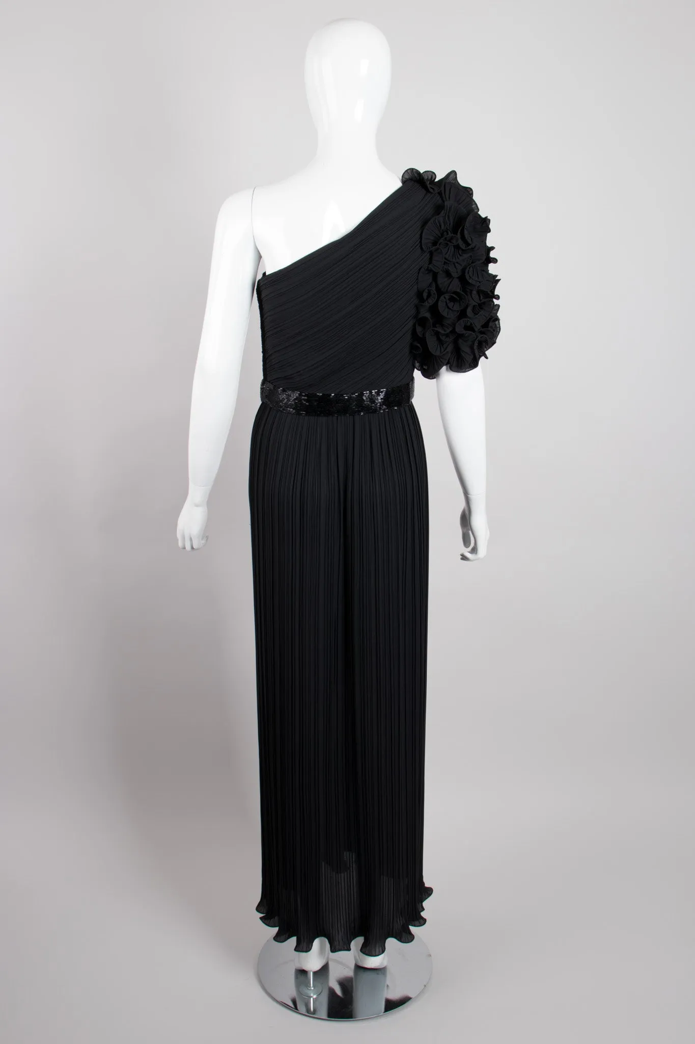 Asymmetrical Ruffle Sleeve Gown