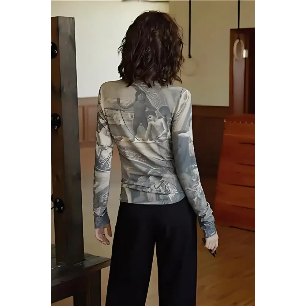 Baroque Art Women's Top with Y2K Streetwear Style