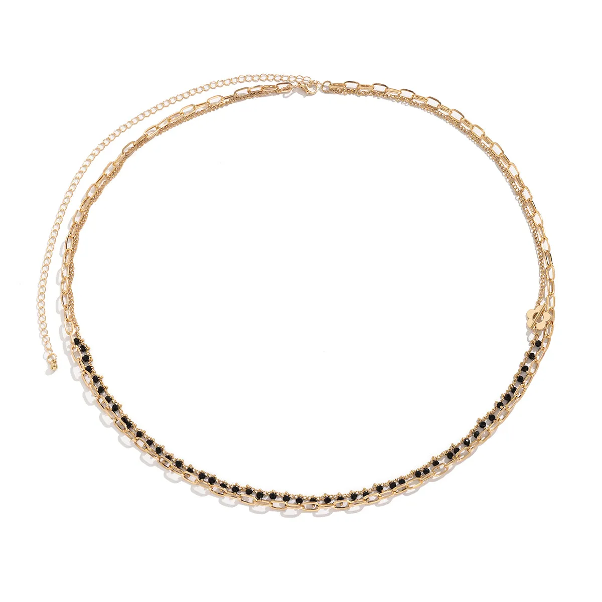 Black Acrylic & 18K Gold-Plated Layered Waist Chain