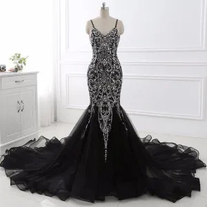 Black Mermaid Beading Prom Dress