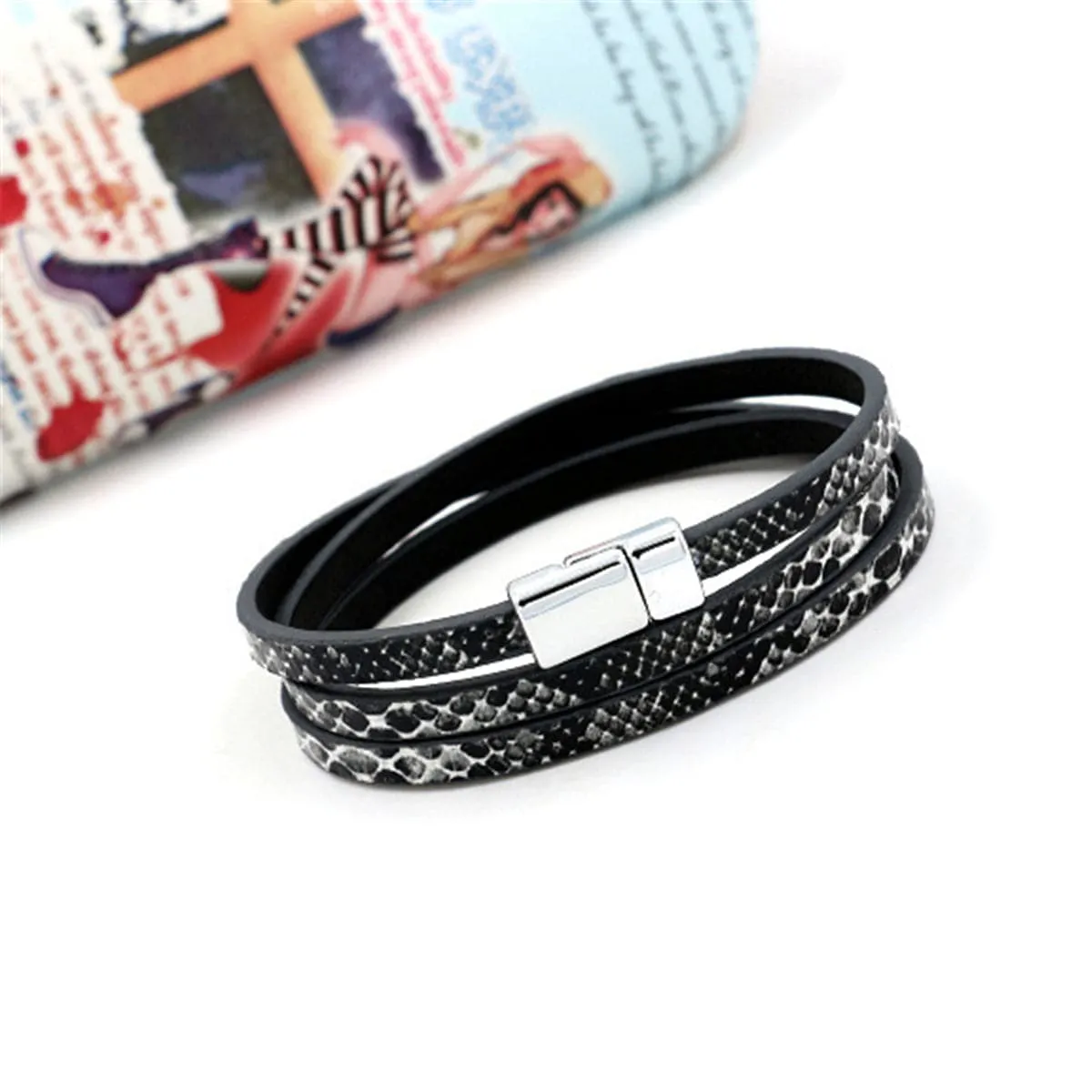 Black Serpentine Layered 0.2'' Bracelet