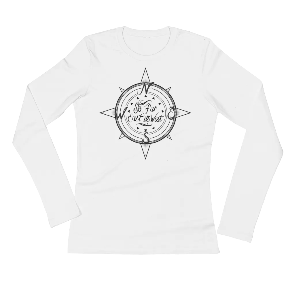 Black Solid Compass Logo Long Sleeve T-Shirt