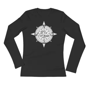 Black Solid Compass Logo Long Sleeve T-Shirt