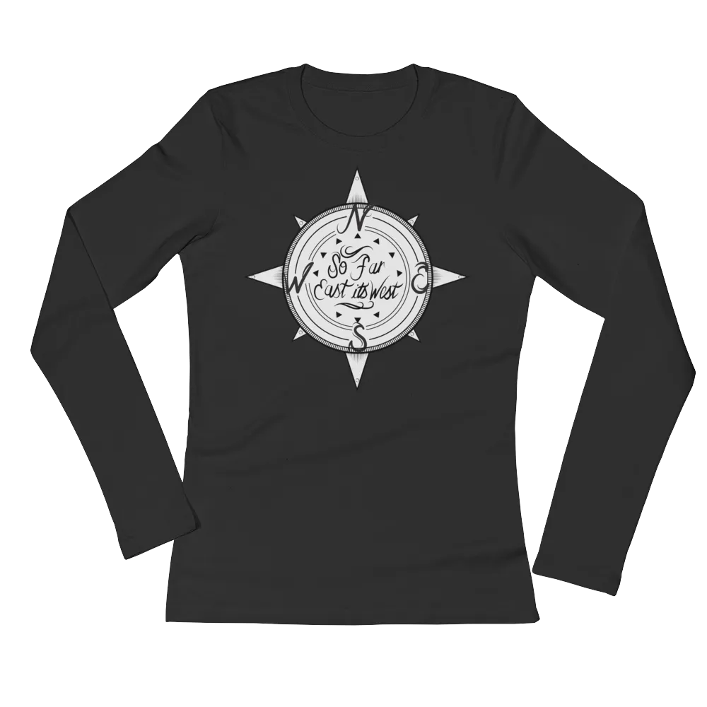 Black Solid Compass Logo Long Sleeve T-Shirt