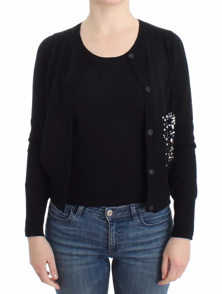 Black twinset cardigan top