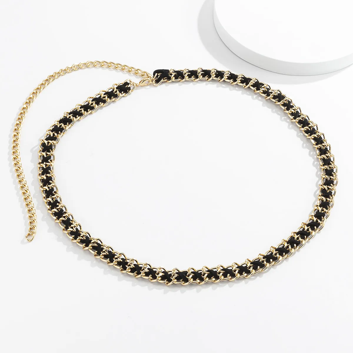 Black Velvet & 18K Gold-Plated Waist Chain