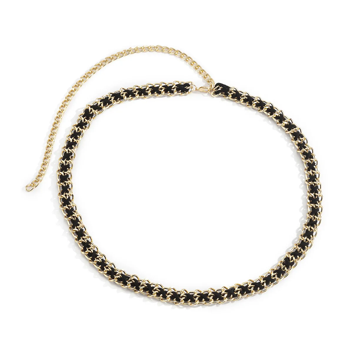 Black Velvet & 18K Gold-Plated Waist Chain