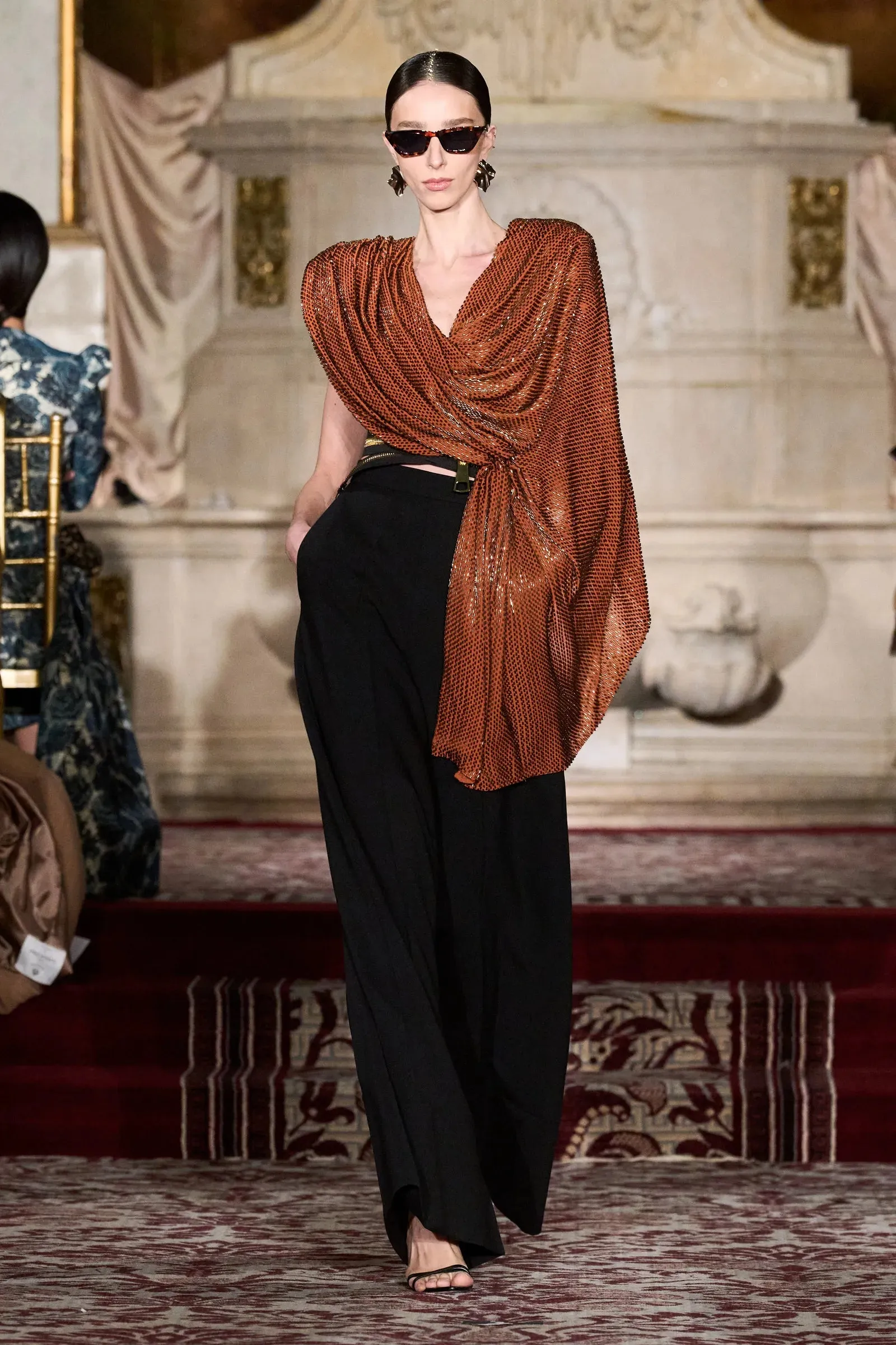 Black Wide Leg Cuff Trousers