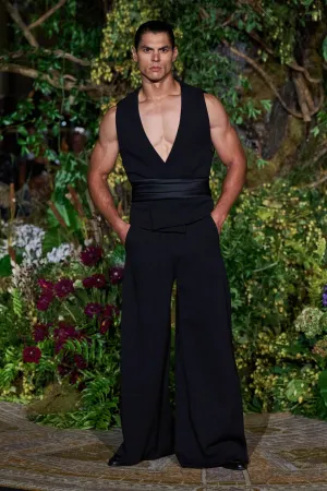 BLACK WIDE LEG TROUSERS
