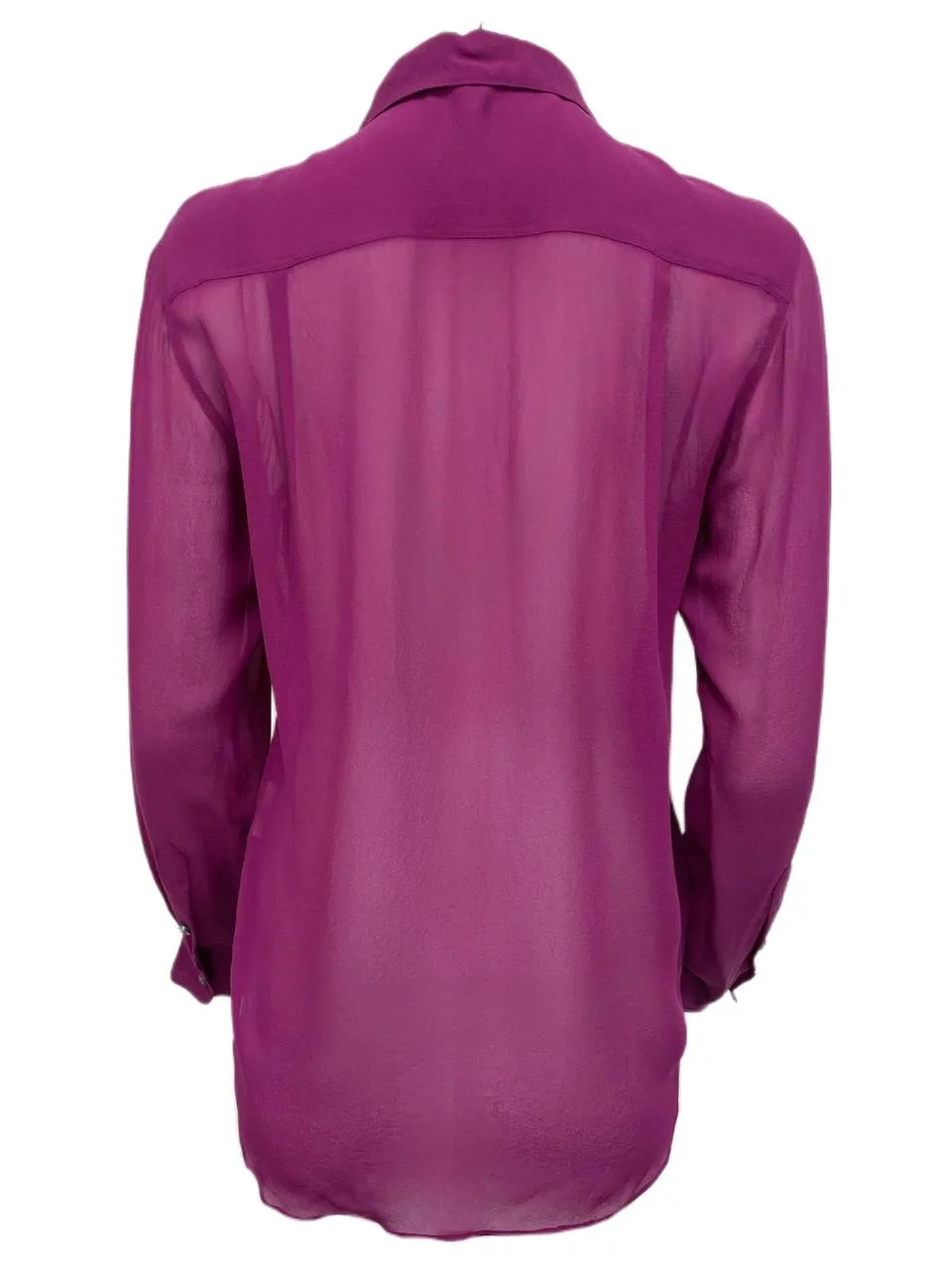 BLK DNM Women's Ruby Long Sleeve Silk Transparent Shirt 62 Size S NWT