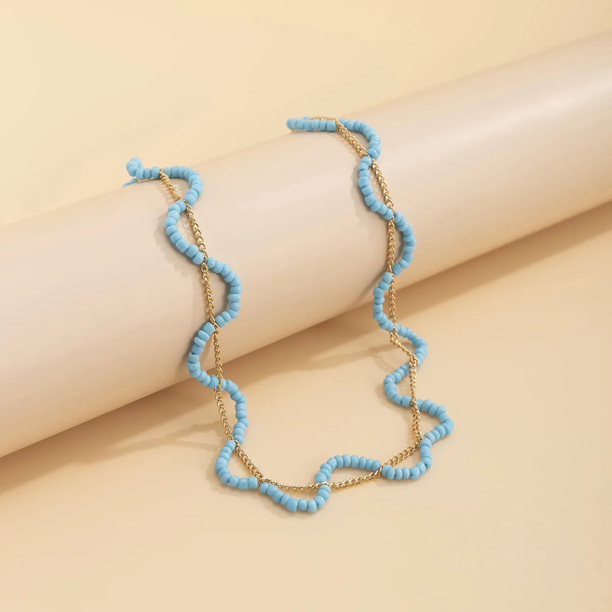 Blue Howlite & 18K Gold-Plated Wave Layered Waist Chain