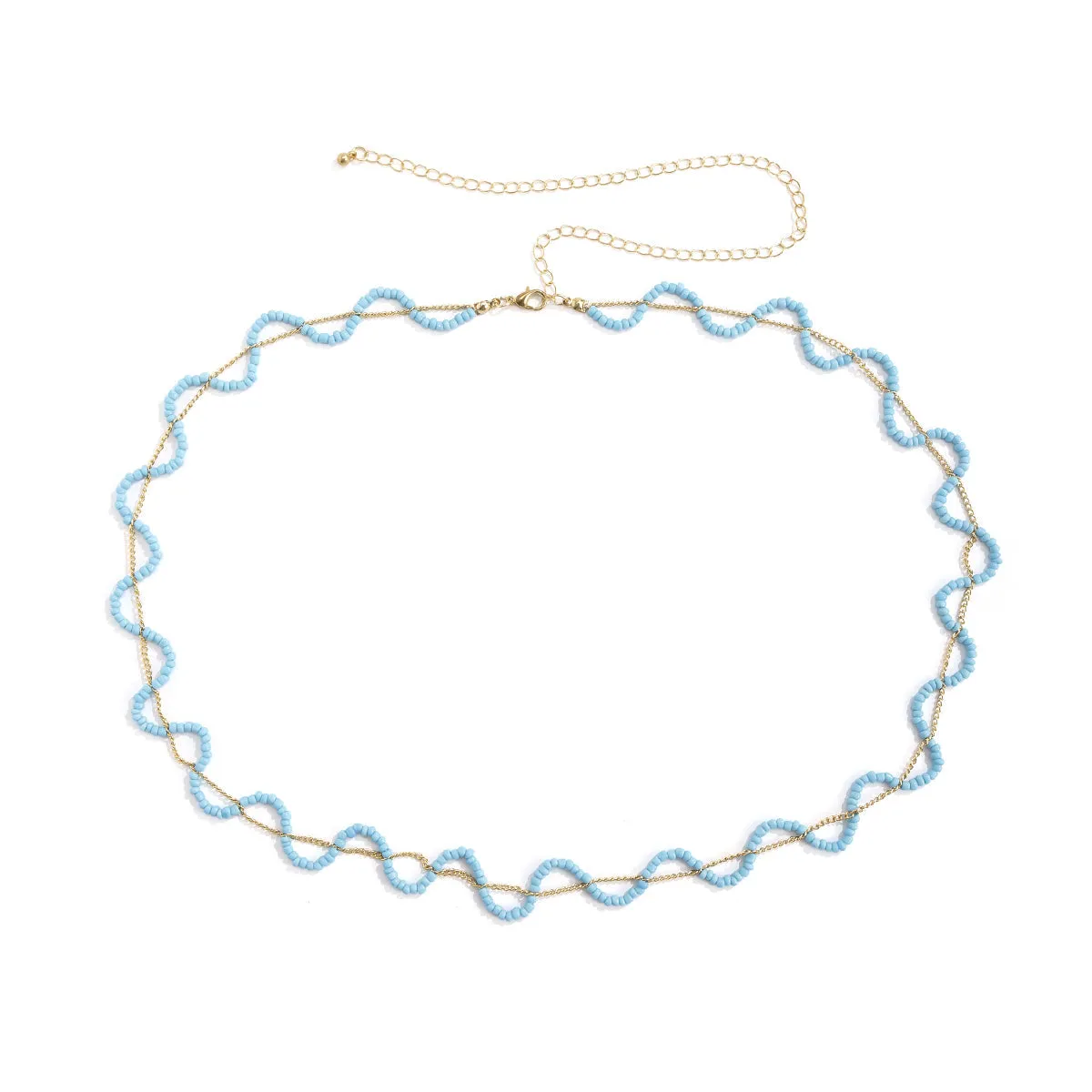 Blue Howlite & 18K Gold-Plated Wave Layered Waist Chain