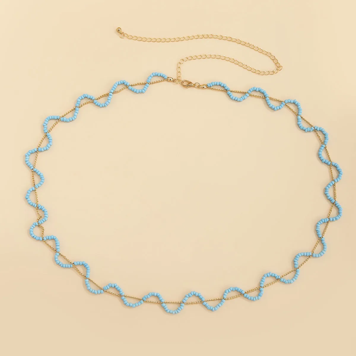 Blue Howlite & 18K Gold-Plated Wave Layered Waist Chain