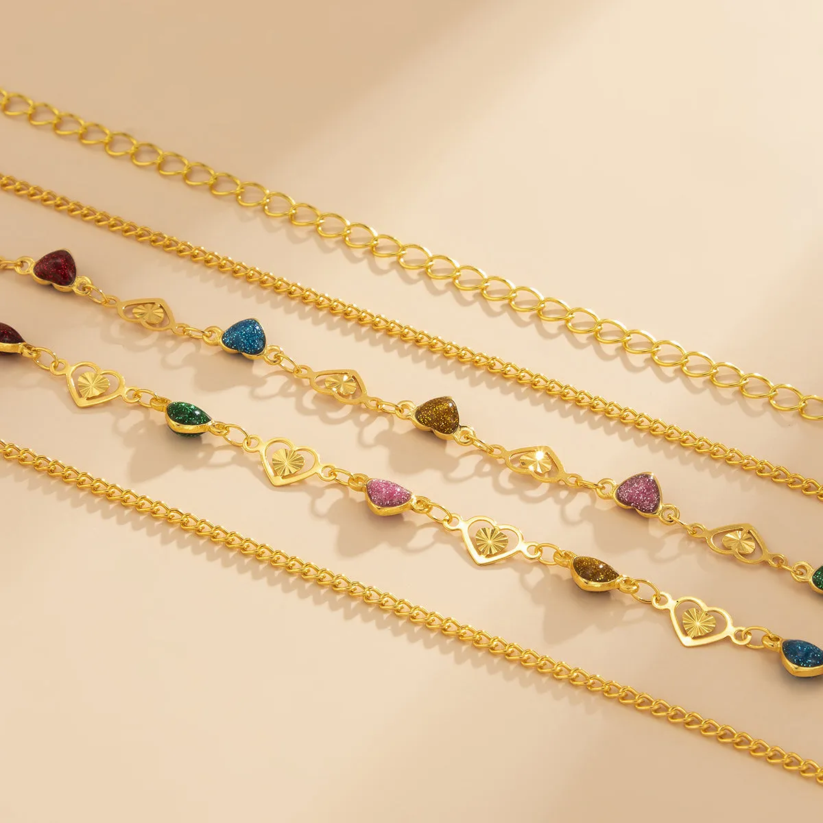 Blue Resin & 18K Gold-Plated Heart Waist Chain