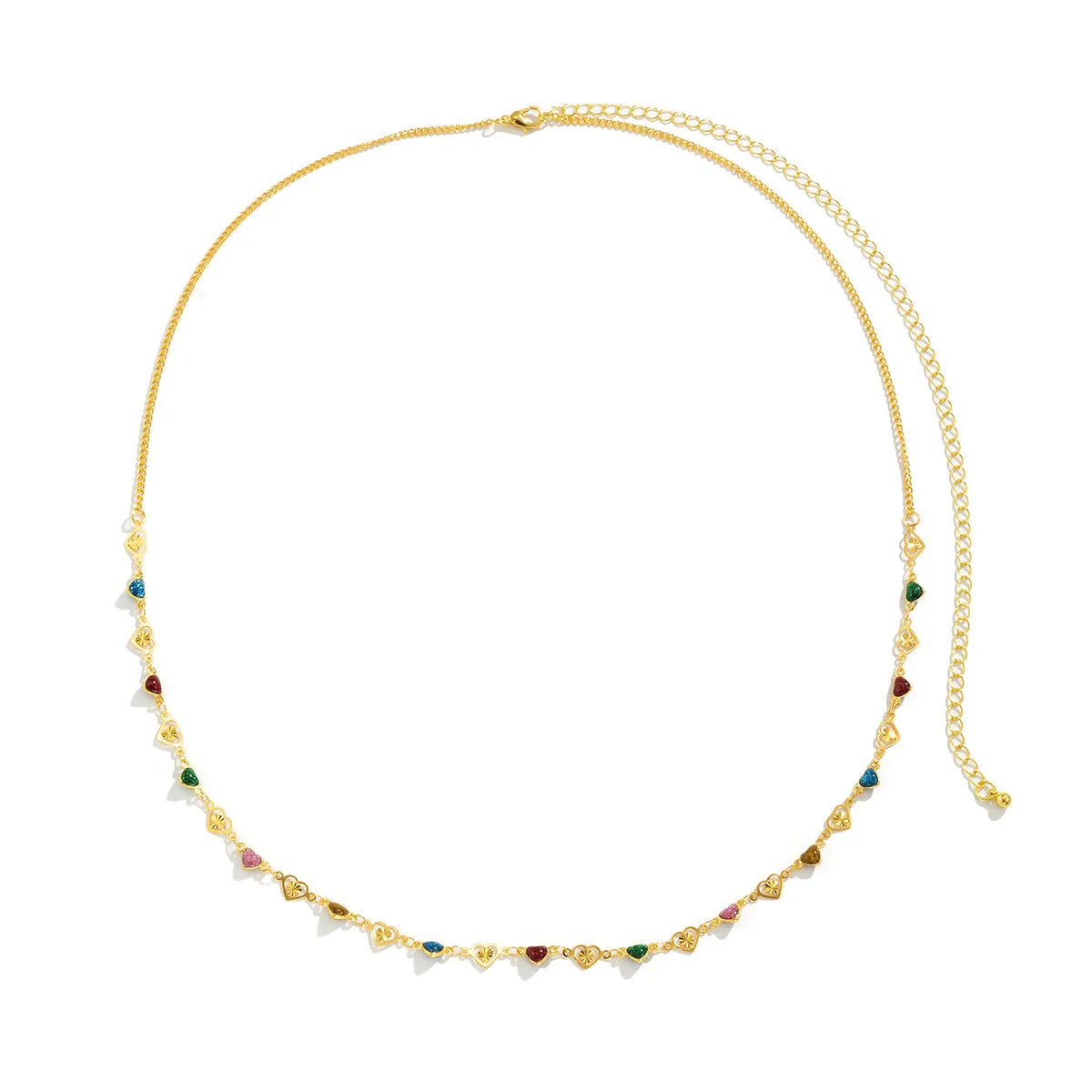 Blue Resin & 18K Gold-Plated Heart Waist Chain