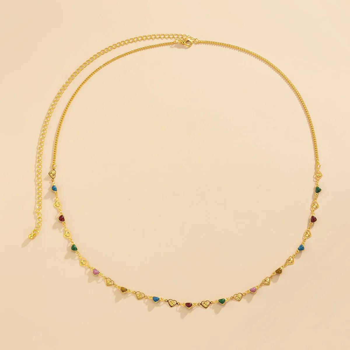 Blue Resin & 18K Gold-Plated Heart Waist Chain