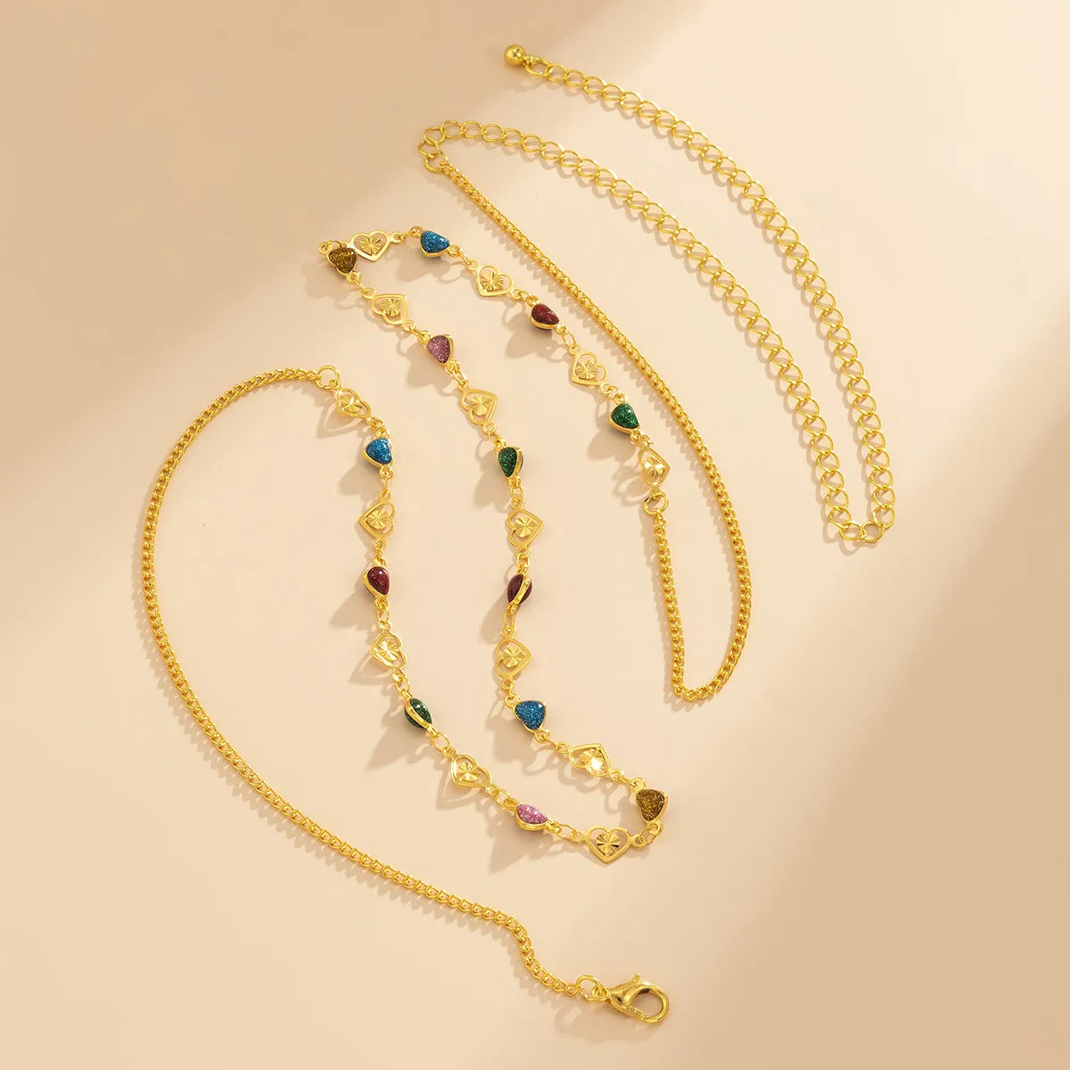 Blue Resin & 18K Gold-Plated Heart Waist Chain
