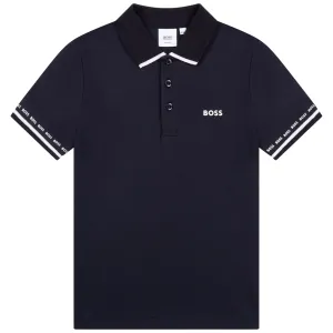 BOSS Pique Knit Polo Shirt - Navy