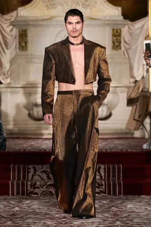Bronze Wide Leg Cargo Trousers