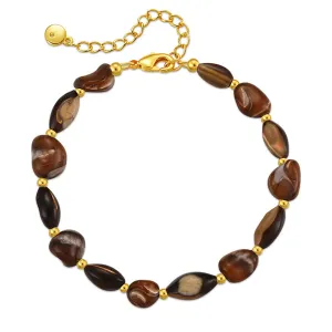 Brown Resin & 18K Gold-Plated Stone Chip Beaded Bracelet