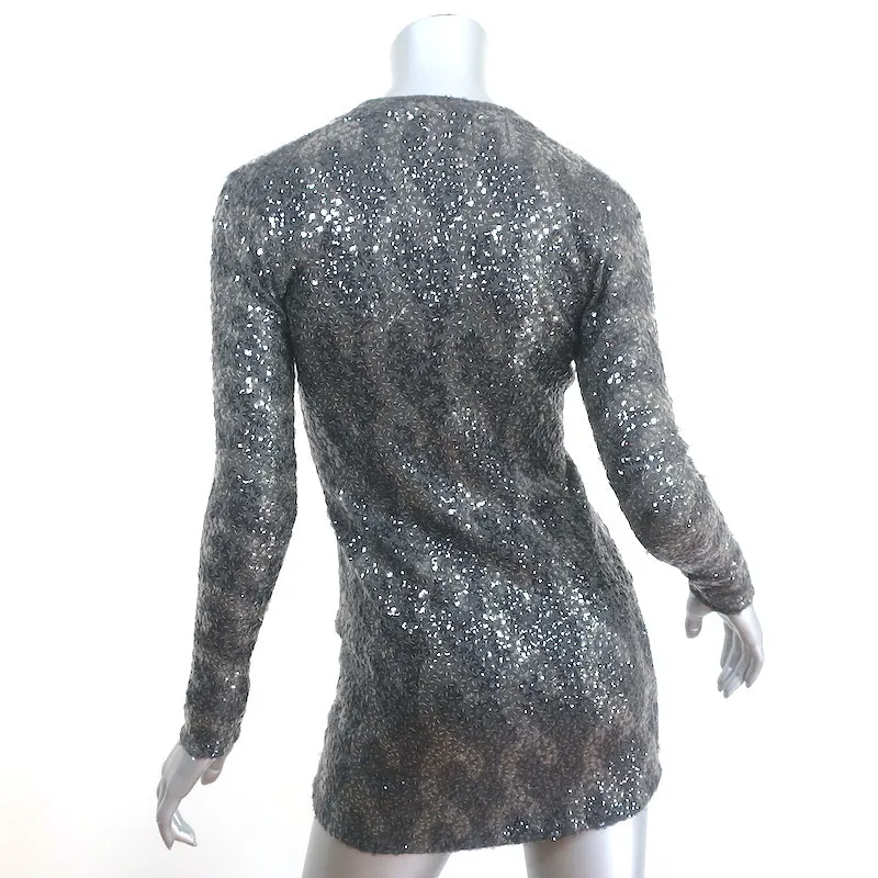 Burberry Sequined Cardigan Gray Wool Size Extra Small V-Neck Sweater
