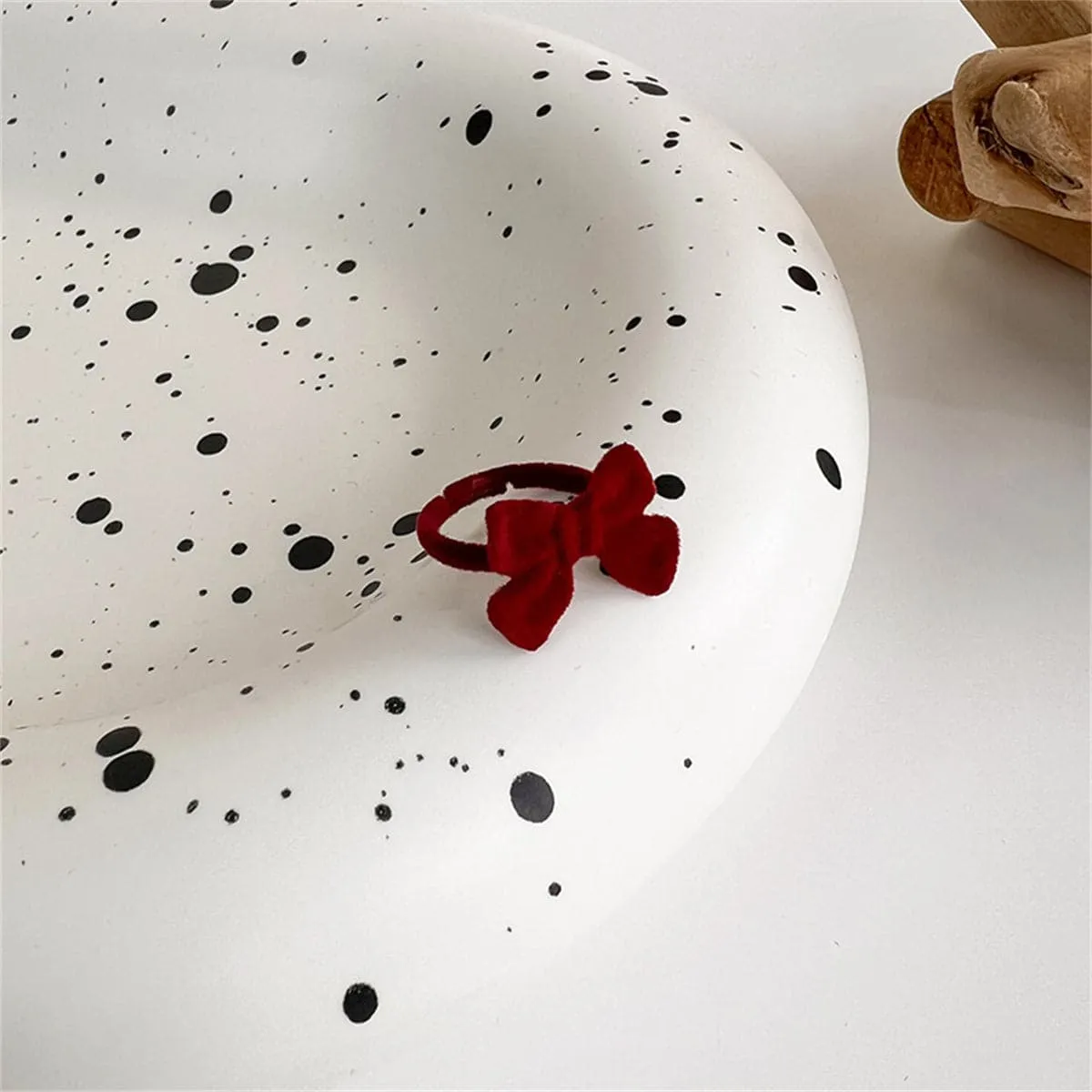 Burgundy Velvet Bow Adjustable Ring