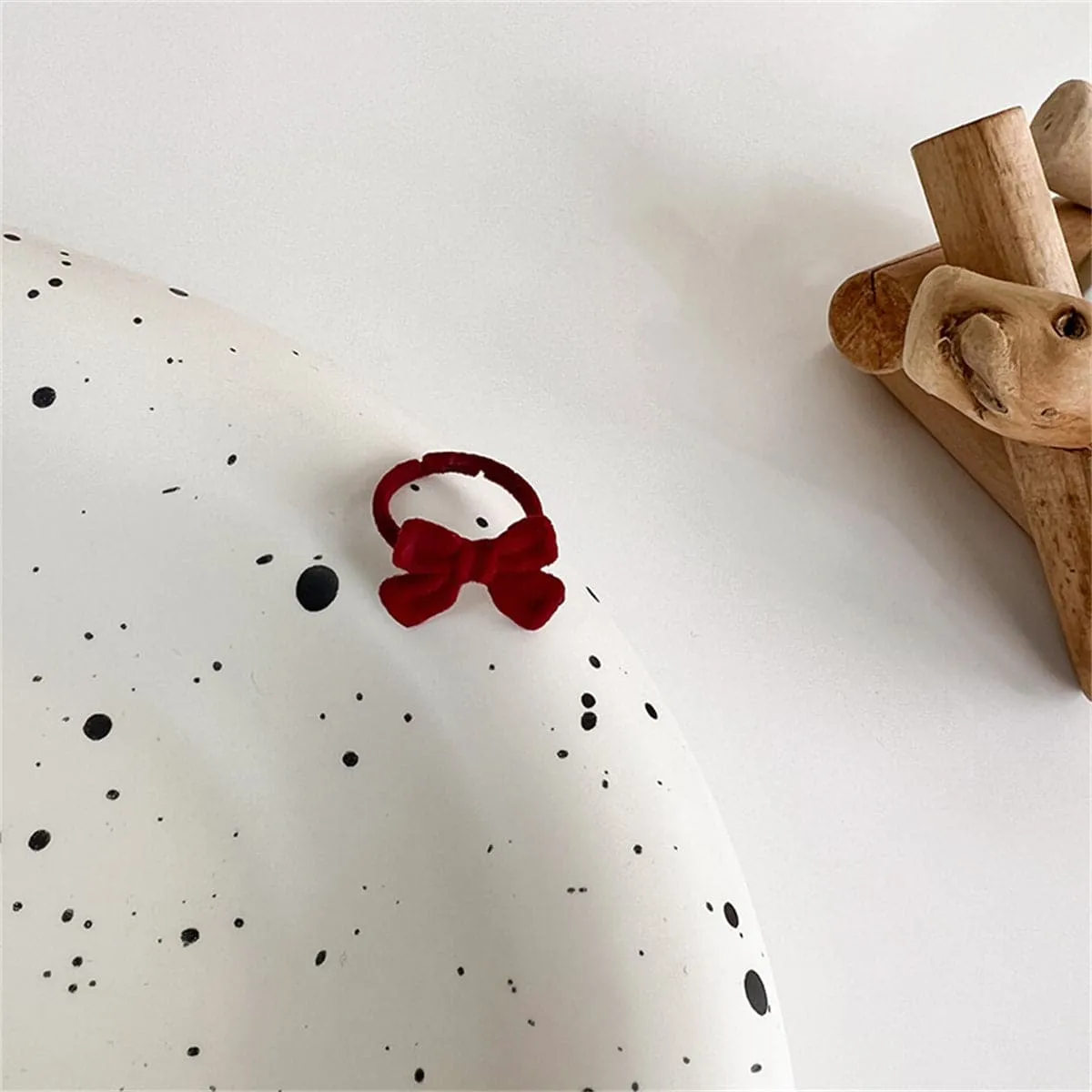 Burgundy Velvet Bow Adjustable Ring