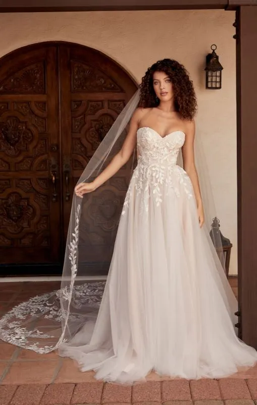 Casablanca Size 10 BL440 Wyatt Silver Blush/Nude/Ivory Gown