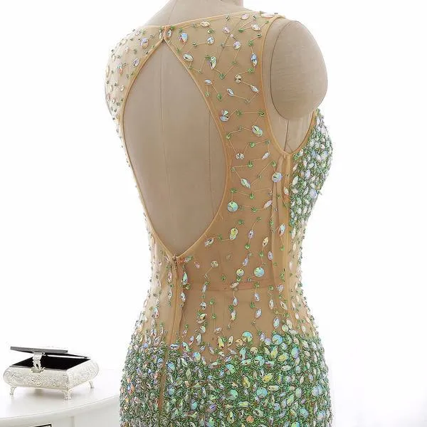 Champagne V Neck Mermaid Prom Dress